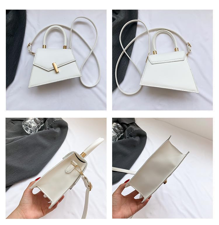 Women's Fashion Solid Color Crossbody Bag Stylish PU Bag Minimalists Trapeze Tote Bag for Women3