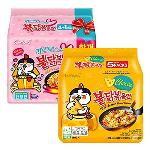 Samyang Hot Chicken Ramen Nudeln Combo (5er Pack Carbonara & 5er Pack Käse)