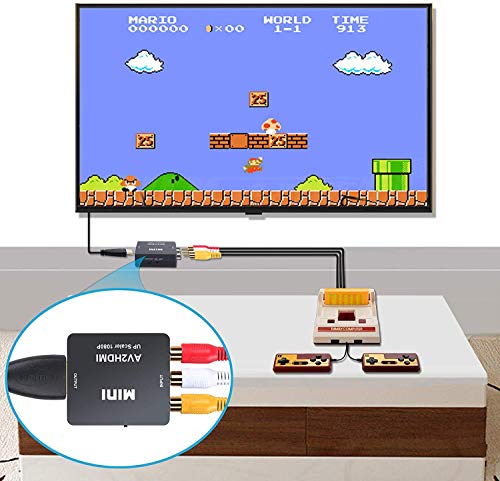 GLER RCA zu HDMI Konverter, 1080P Mini RCA Composite CVBS AV zu HDMI Video Audio Adapter, Unterstützt PAL/NTSC mit USB-Kabel für TV/Laptop/PC/PS3/PS2/Wii/Blue-Ray/STB/Xbox VHS/VCR/HDTV/DVD(Schwarz) – Bild 6