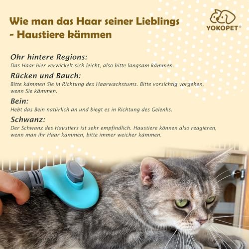YOKOPET Hundebürste Katzenbürste, Haustier Bürsten Unterwolle, Hundebürste Katzenbürste für Langhaar und Kurzhaar, Sauberes Haustierhaar von der Bürste mit Einem Knopf