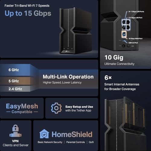 TP-Link Tri-Band BE15000 WiFi 7 Router Archer BE700 - image 2
