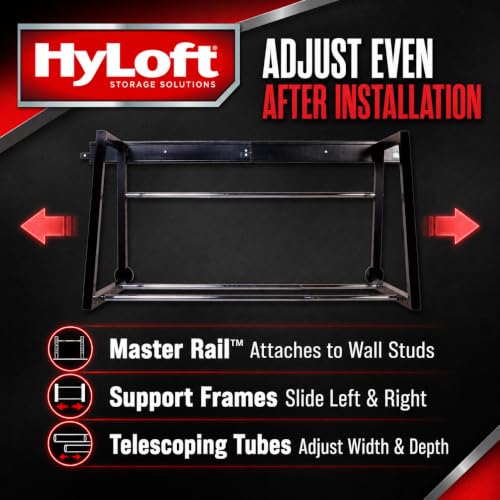 Image of HyLoft 01000 Heavy Duty Adjustable Garage Wall Multi-Tire Rack Storage, Black