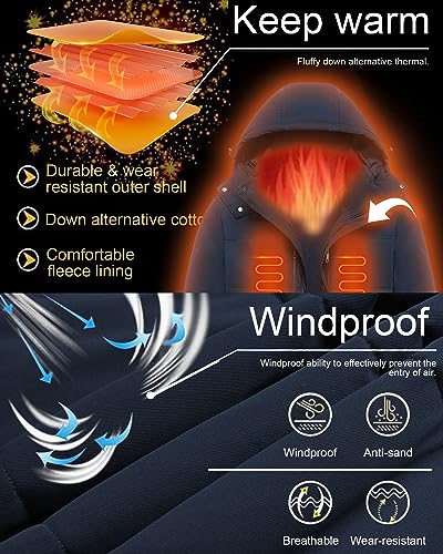 Chrisuno Men's Big and Tall Winter Coat Insulated Military Parka Jacket Waterproof Fleece Lined Thickened Detachable Hood4