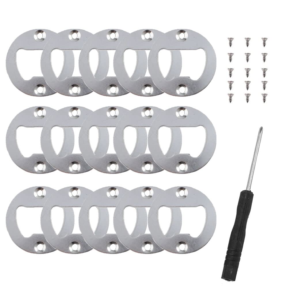 rflaueo 15pcs Bottle Opener Insert Kit, Stainless Steel, DIY Bottle Opener Hardware with Screws and Screwdriver, Resin Molds