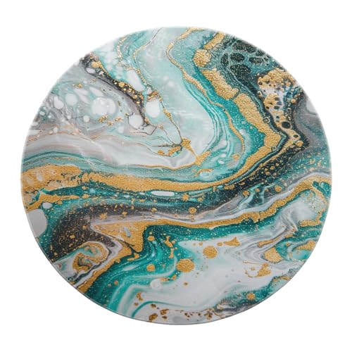 Tapis rond marbre turquoise et or salon lavable 60 cm - 8