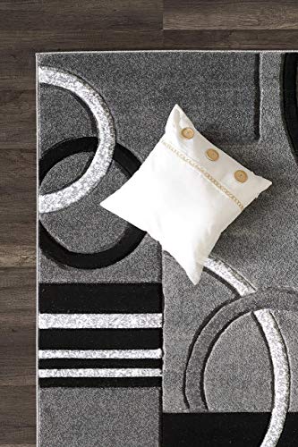 GLORY RUGS Area Rug 2x3 Door Mat Grey Geometric Soft Floor Carpet with Premium Fluffy Texture for Indoor Living Dining Room and Bedroom Area