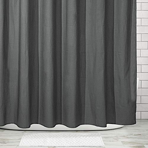 mDesign Long Soft 100% Microfiber Polyester Fabric Shower Curtain - Decorative Embossed Pattern Texture - for Bathroom Showers and Bathtubs - Easy Care, Machine Washable - 72