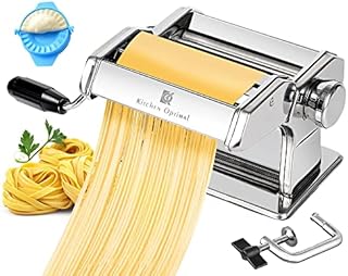 Noodle Maker - Pasta Maker - Pasta Roller Stainless Steel Dough Press Machine Manual - Noodles Cutters With 8 Adjustable Thickness For Lasagna, Spaghetti, Ramen, Dumpling Skin, Polymer Clay