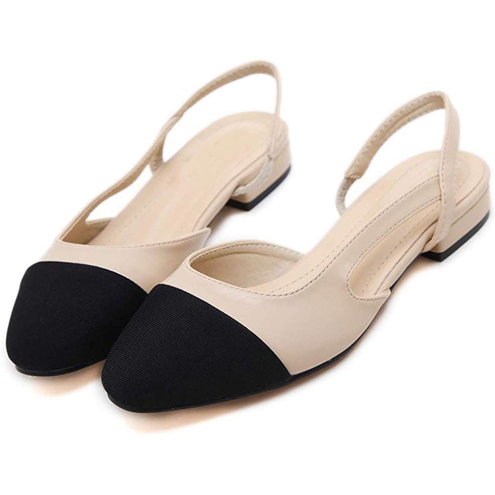 Wilbb Femmes Élégant Bloc Slingback Talon Souple Cuir Femme Sandales Habillées Escarpins,1.5cm,41 EU