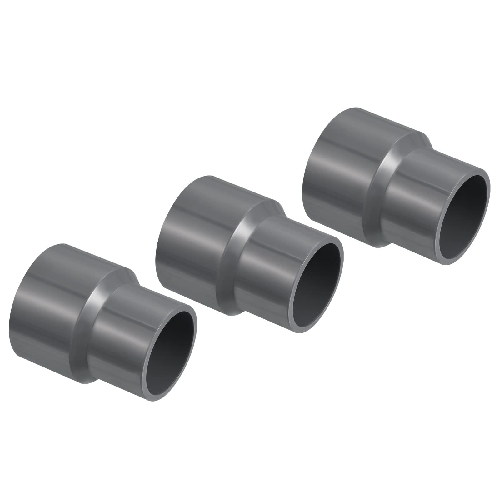 PATIKIL PVC Reductor Tubo Montaje 50x32mm, 3 Paquete Recto Acoplamiento Adaptador Conector, Gris — view 55