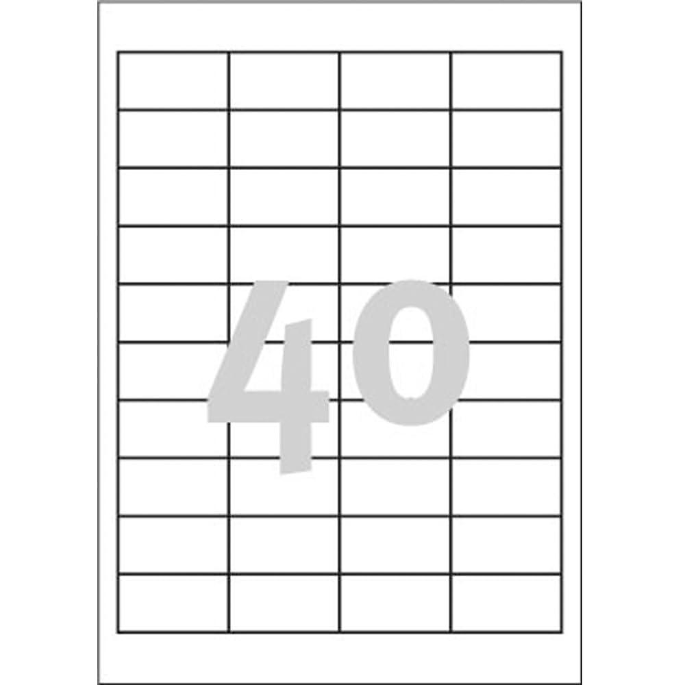 Avery Italia L6145-20 Etichette adesive in poliestere bianco non rimovibili, 20 fogli A4, rettangolari 45,7x25,4mm, 40 etichette per foglio, adesivo permanente, stampanti laser
