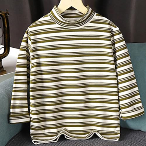 Girls Striped Undershirts Long Sleeve Turtle Neck Lightweight T-Shirts Casual Color Block Loose Fall Winter Warm Tops4