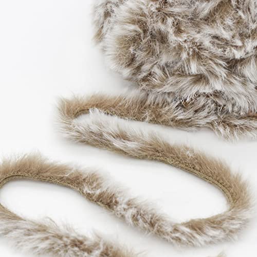 Image of NICEEC 2 Skeins Faux Fur Yarn Super Soft, Chunky & Fluffy, Eyelash Yarn for Crochet & Knitting (Total Length 70yds,3.53oz) - Light Brown
