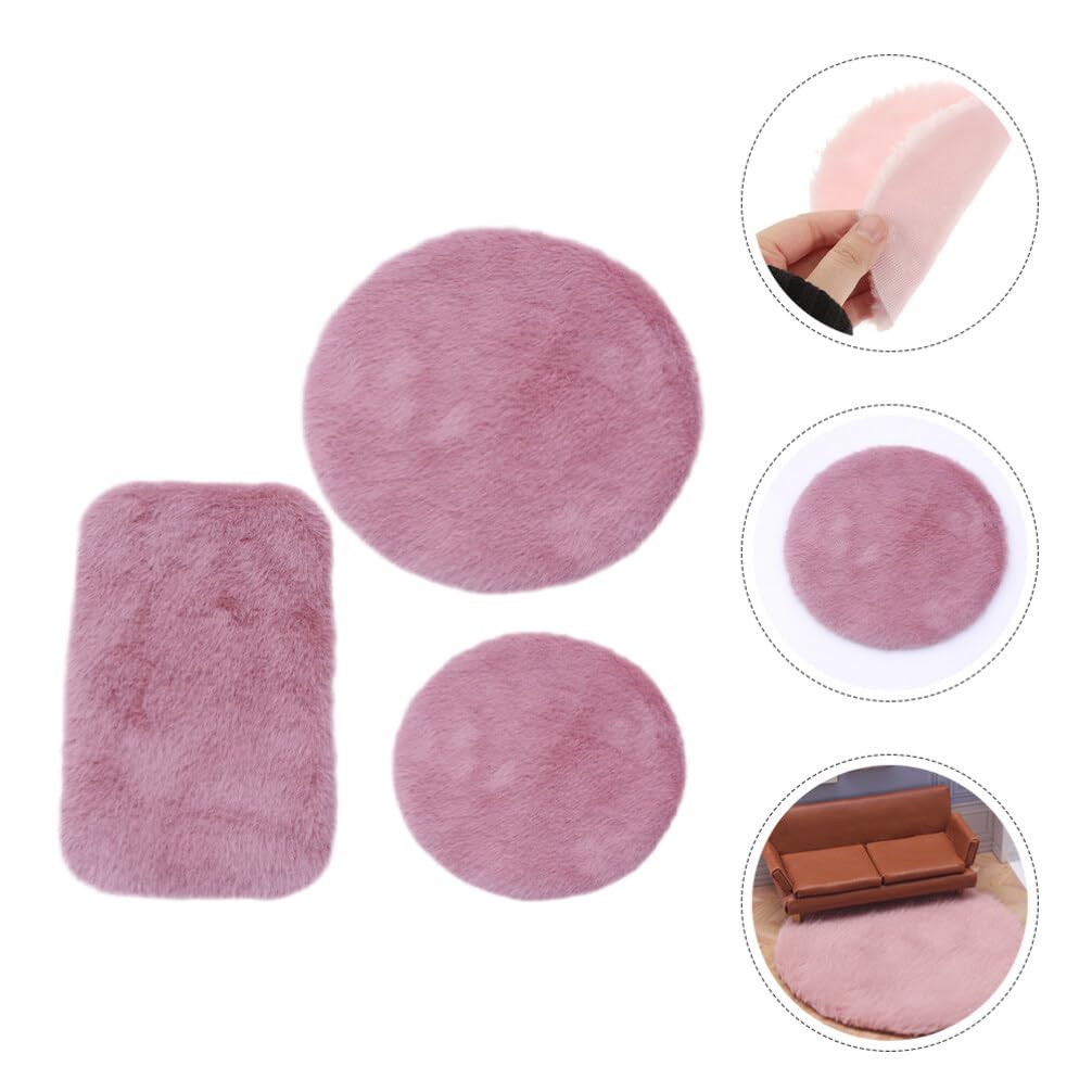 Happyyami Mini House Floor Mats Set of 3 Soft Plush Miniature Rugs for Dollhouse Decoration Small House Accessory 6.69X3.94 Inch - Image 3