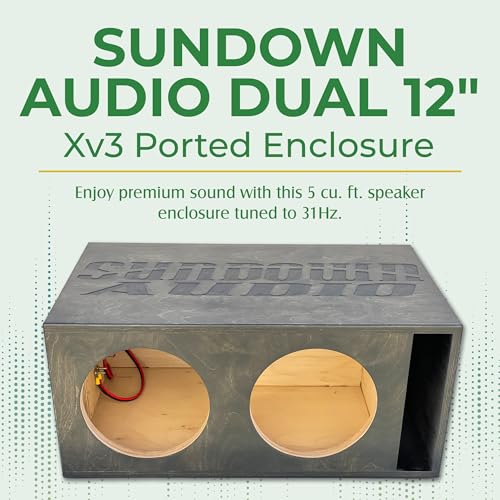 Adire Ported Subwoofer Enclosure - Dual 12 Inch Subwoofer Box for Sundown Audio Xv3 to Maximize Bass – 5 Cu Ft, 31Hz Tuned, 1