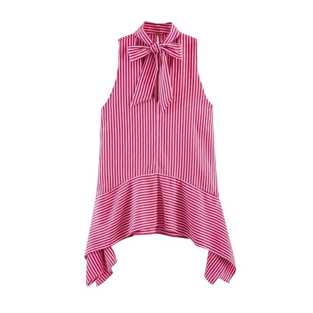 Chaleco de verano para mujer a rayas con cuello en V elegante 8