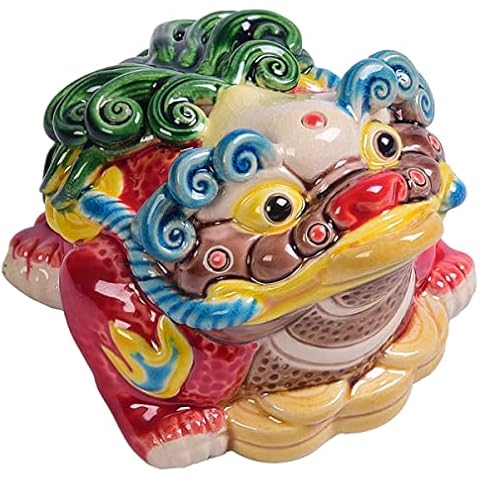 Ceramic Frog Statue Feng Shui Decor Money Toad Good Luck Charms Frog Gifts Decor for Housewarming Congratulatory, Attract Wealth and Good Luck Shelves Home Decor Gifts Cover