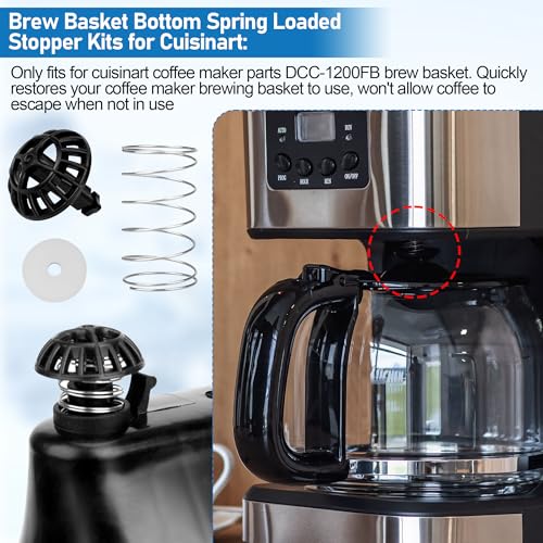 Image of Coffee Machine Brew Basket Bottom Spring Loaded Stopper Kits Replacement for Cuisinart Coffee Makers, Coffee Maker Parts Fit for Cuisinart DCC-1200, DCC-1200BCH, DCC-1200BW Brew Basket,2Pack
