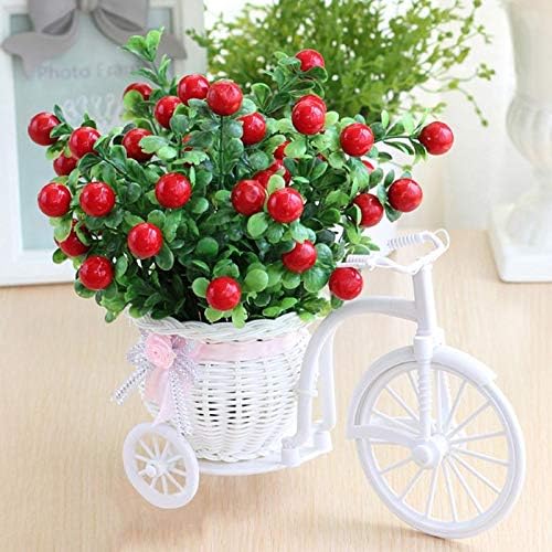 Artificial Flower Nostalgic Bike, Garden Nostalgic Bicycle Artificial Flower Decor Plant Stand Mini Garden for Home Wedding Decoration (Red)