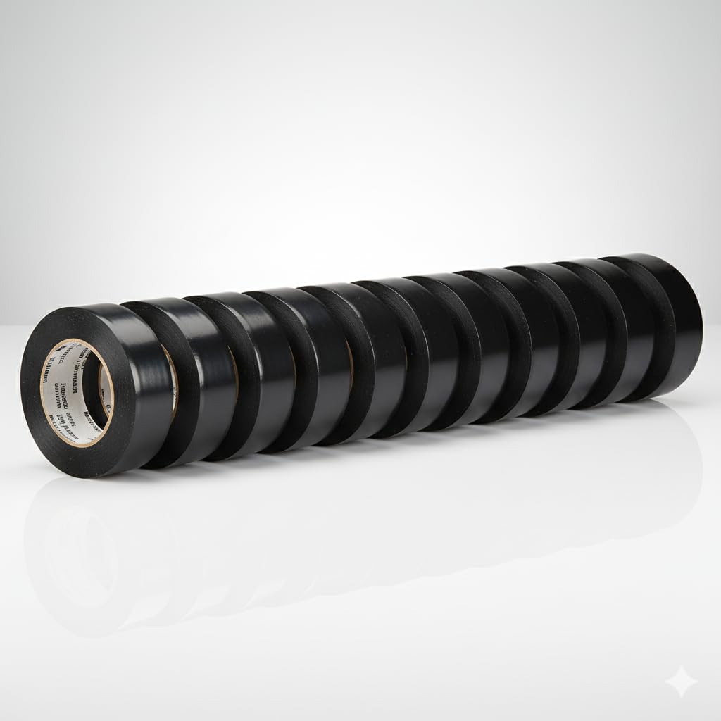 CMA-Black PVC Electrical Tape 18mm x 10M Insulation Electricians Tape (Pack of 10)