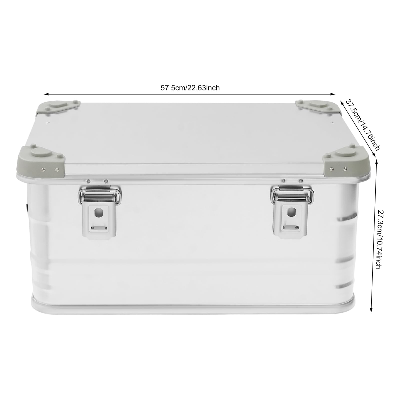 Scatola portaoggetti in alluminio, da campeggio, per il trasporto, 50 l, rettangolare, impilabile, con coperchio, per campeggio, pesca, viaggi, casa, cucina (argento)