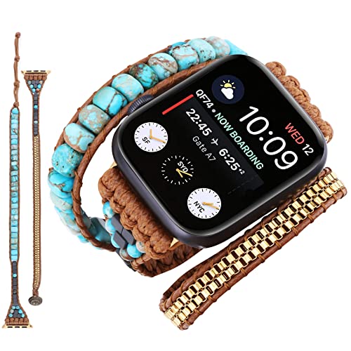 icyant Bracelet Compatible avec Apple Watch, 38mm 40mm 41mm Pierre Bracelets de Remplacement Réglable Bohême Remplacement Bracelets pour Apple Watch SE/iWatch Series 7 6 5 4 3 2 1