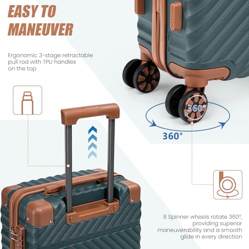 Image of Cosbarn Carry On Luggage 22x14x9 Airline Approved,3 Piece Luggage Set | Lightweight ABS Hardside Luggage,20Inch Carry On Suitcase,Suitcases with Wheels,TSA-Approved LocK,With Matching Backpack