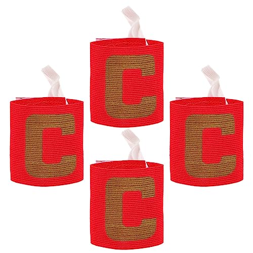 Sosoport Colored Armband Soccer Captain Armband Youth Soccer Captain Armband 4pcs Football Basketball Player Bands Adjustable C Armband for Sport Player Accessories Band Soccer Badge Soccer