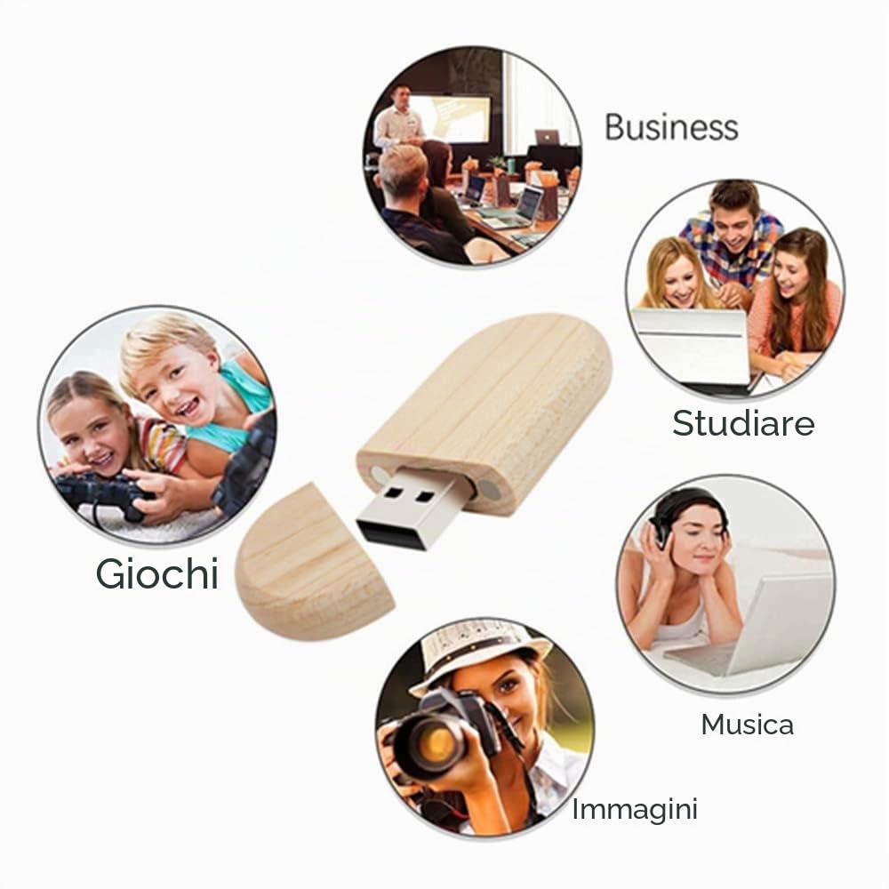 10 PZ Chiavetta USB in Legno Chiavetta USB Memoria (USB2.0 8GB)