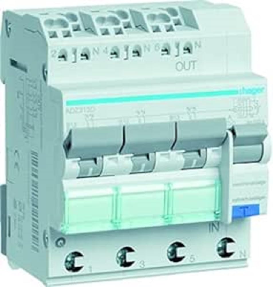 Hager – Fi/LS Switch 3 x 1P + N 6 KA adz313d