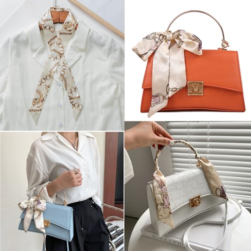 Purse Handle Scarf Handbag Scarf Skinny Purse Scarfs Handle Wrap Ribbon Scarf Purse Handle Cover Wraps Head Band Silk Scarf for Purse Handle Narrow Scarf for Bag Handbag3