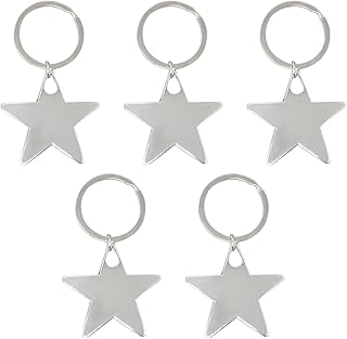 HONBAY 5PCS Metal Star Shape Keychains Decorative Star Key Rings Keyfob for Bag Purse Wallet Cellphone or Car Pendant