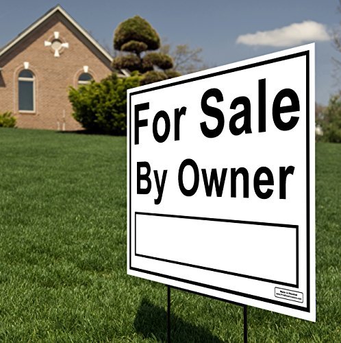 For Sale By Owner Yard Sign 24x18" UV Ink Corrugated Plastic Double Sided Waterproof Metal Stake included Great for Real Estate Private Seller Home