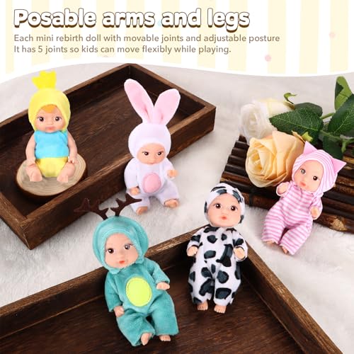 Juego de 10 Muñecas Bebé Miniatura 4 Pulgadas con Ropa miniatura 6