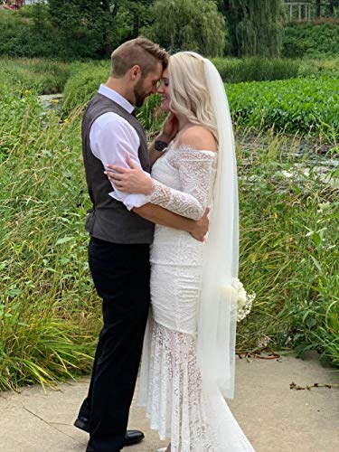 BEAUTELICATE Sluier bruidssluier bruidssluier bruidssluier bruidssluier wit ivoor lang kort ellebooglang met metalen kam 1 laag V67 - Image 4