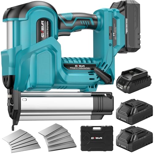 GEVEELIFE Cordless 2" Brad Nailer with 2×2.0Ah Batteries – 2-in-1 18G Nail Gun & Staple Gun, Battery-Powered, 1000 Nails Included, Adjustable Depth, 2 Modes for Wood Carpentry