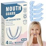 Blue Kids Mouth Guard for Clenching Grinding Teeth,4 Pack Comfortable Night Guard,Moldable Child Bite Guard for Clenching Teeth,Mouthguard for Kids