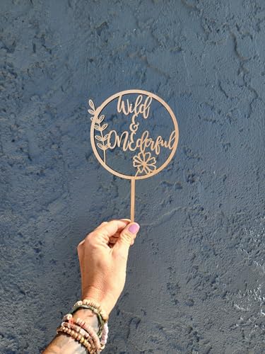 Wild & ONEderful Cake Topper 1st Birthday Cake Sign for First Birthday Party Boho Birthday Decorations Wildflower First Baby Shower Supplies
