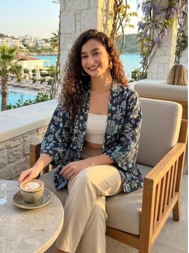 Image of KE KANHA EXPORTS Shrugs for Women Stylish | Cover up on Jeans Tops for Women | Western Beach Outfits | Summer Clothes | Kimono FREE Scrunchie Included