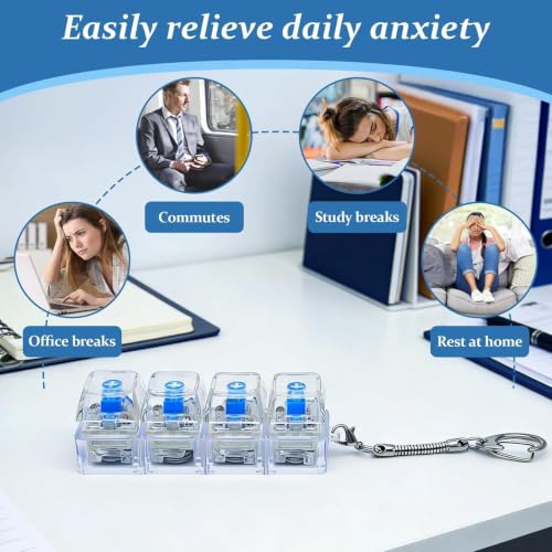 Image of 2 Pcs Keyboard Keychains with LED Light - Clickable Fidget Clicker for Adults Stress Relief, Mini Keyboard as Sensory Toy, Office and Travel Companion