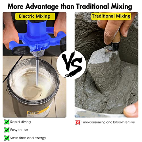 Electric Paddle Mixer to Mix Motar, Plaster, Cement, Concrete, Paint, Resin, Adhesives - 2600W, Portable Drill Mixer, M14 Mixing Rod, 120mm Diameter Stirrer, Adjustable 6 Speed 7 Electric Paddle Mixer to Mix Motar, Plaster, Cement, Concrete, Paint, Resin, Adhesives - 2600W, Portable Drill Mixer, M14 Mixing Rod, 120mm Diameter Stirrer, Adjustable 6 Speed - Image 7