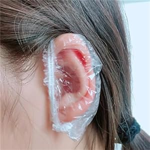 Disposable Ear Shower Cap，100 Pcs Disposable Waterproof Ear Covers For Hair Dye，Elastic Clear Protectors for Shower Hair Dye Spa Salon