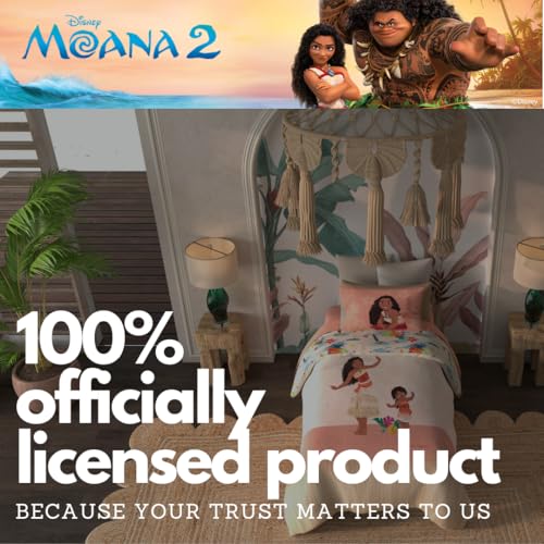 Image of Disney Moana 2 Kids Bedding Super Soft Microfiber Reversible Comforter and Sheet Set, 4 Piece Twin Size, (Officially Licensed Product) By Franco