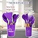 Silicone Cooking Utensils Sets,RICHFEVYFS 12-piece Non-Stick Silicone Kitchen Utensils Set with Holder, 446°F Heat Resistant,BPA FREE,Dishwasher,Wooden Handle,for Non-Stick Cookware (Purple)