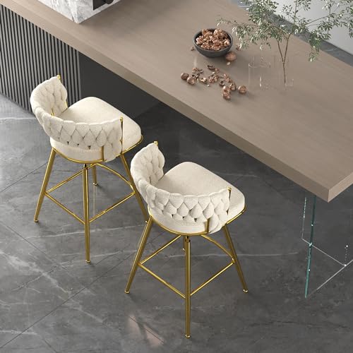 Swivel-Bar-Stools-Set-of-2-Modern-360-Swivel-Bar-Stools-23-inch-Modern-Bar-Chairs-with-Woven-Back-Footrest-Counter-Height-Bar-Stools-for-Kitchen-Island-Cafe-Bar-Wet-Counter Swivel Bar Stools Set of 2 Modern 360 Swivel Bar Stools 23 inch Modern Bar Chairs with Woven Back Footrest Counter Height Bar Stools for Kitchen Island Cafe Bar Wet Counter
