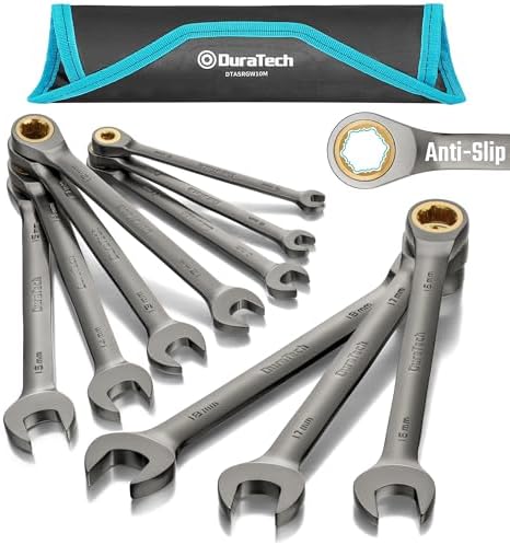 DURATECH Anti-Slip Ratcheting Wrench Set, Combination Wrench Set,...
