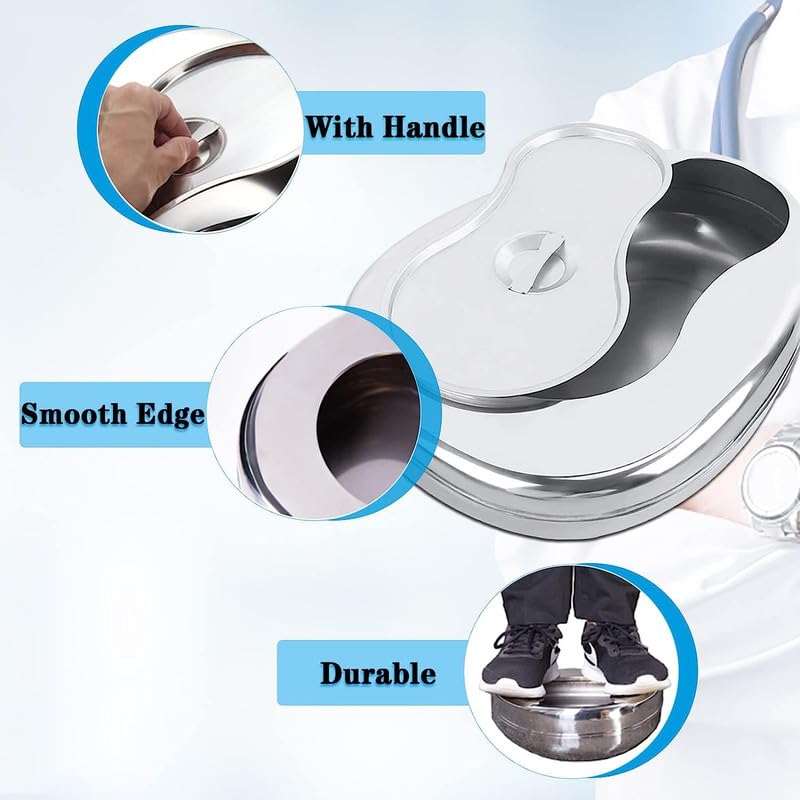 Mowell Bedpans for Elderly Women/female, Bedpan Heavy Duty Smoothed Countoured for Bed-Bound Patient,Stainless Steel Bed pan for Medical Centers and Home Use for female (pack of 1) Mowell Bedpans for Elderly Women/female, Bedpan Heavy Duty Smoothed Countoured for Bed-Bound Patient,Stainless Steel Bed pan for Medical Centers and Home Use for female (pack of 1)