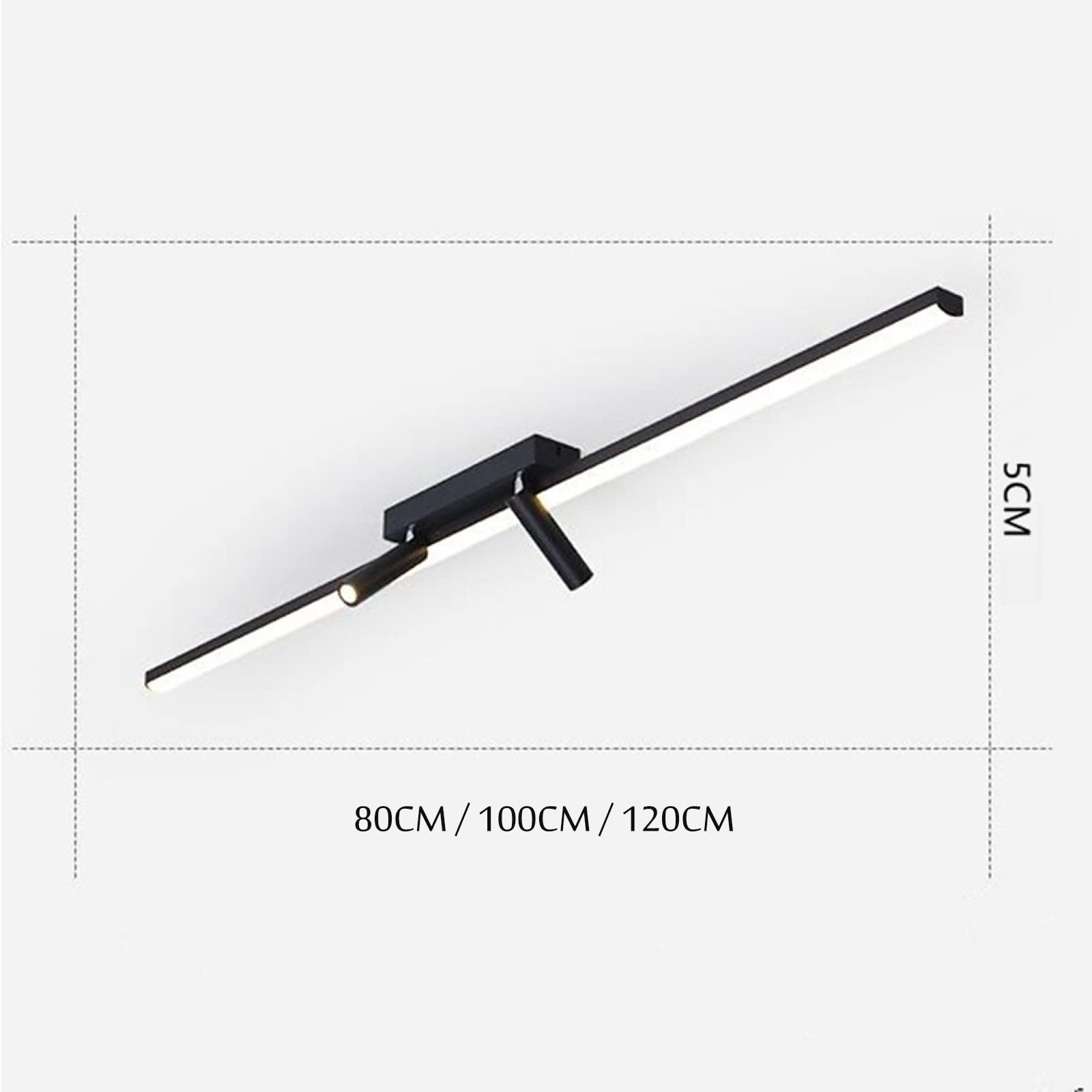 Striscia LED Plafoniera 2 Vie Angolo Regolabile Faretti Moderno Semplice Nero Faretto A Binario per Soggiorno Guardaroba Corridoio,Cool White-100cm