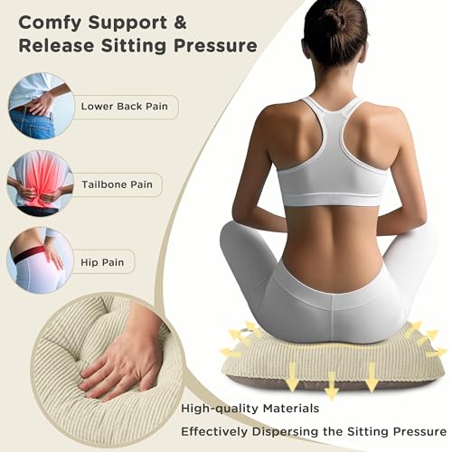 Image of AddGrace Chair Cushions for Dining Chairs Set of 4 Non-Slip Kitchen Seat Cushions with Ties Tufted Thick Seat Pads for Indoor Kitchen Dining Furniture 17 inchx16 inchx3 inch Beige