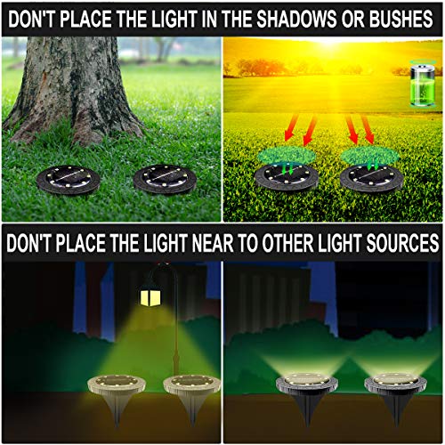 Solar Powered Ground lights 8Pack,Waterproof LED Solar Lights Outdoor Solar Disk Lights Decorative,Solar Garden Lights for Landscape Pathway Patio Yard Walkway Path Lawn Driveway Lighting (Warm White)